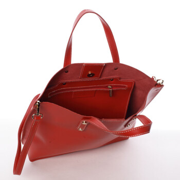 Dámska kožená kabelka červená - Delami Weronia