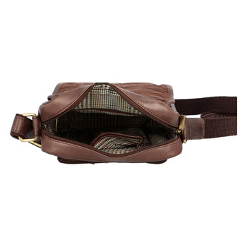 Hnedá luxusná kožená pánska taška - Sendi Design Heliodoros New