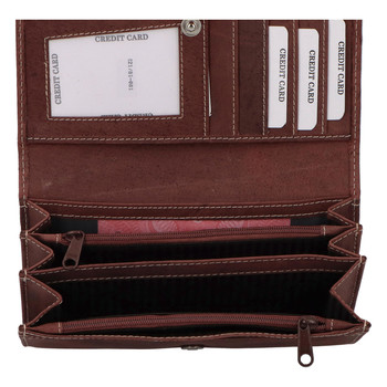 Dámska kožená peňaženka bordová so vzorom - Tomas Suave