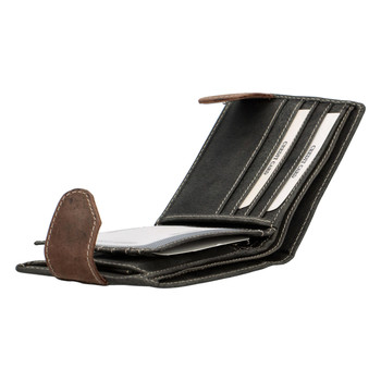 Brúsená pánska čierno hnedá kožená peňaženka - Tomas 76VT