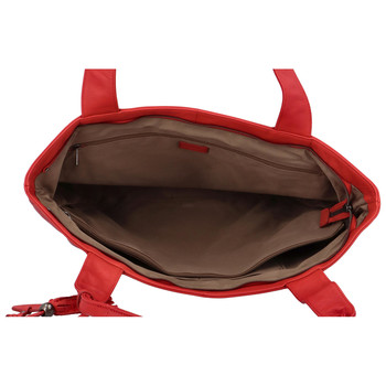 Veľká dámska kožená kabelka červená - Hexagona Common