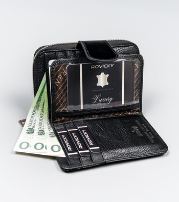 Módna kožená peňaženka lakovaná čierna - Lorenti 115SH