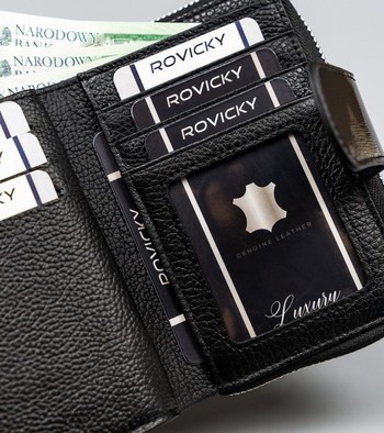 Módna kožená peňaženka lakovaná čierna - Lorenti 115SH