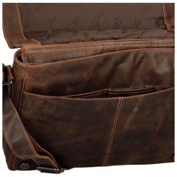 Pánska kožená pracovná taška khaki - Green Wood Navar