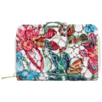 Dámska kožená peňaženka biela/kvetinová - Gregorio Elisabeth
