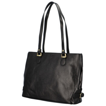 Luxusná dámska kožená kabelka čierna - Hexagona Elianna