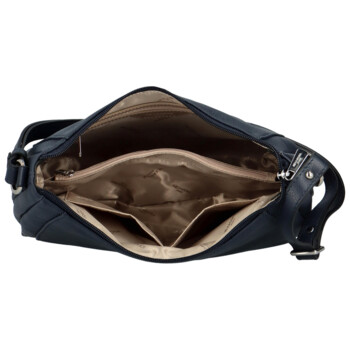 Dámska kožená kabelka cez plece tmavomodrá - Hexagona Chanel