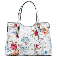 Dámska kožená kabelka biela/kvety - Delami Diyora