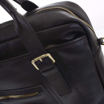 Kožená väčšia business taška čierna - ItalY Fabio