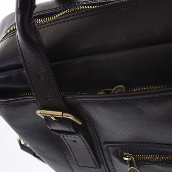 Kožená väčšia business taška čierna - ItalY Fabio