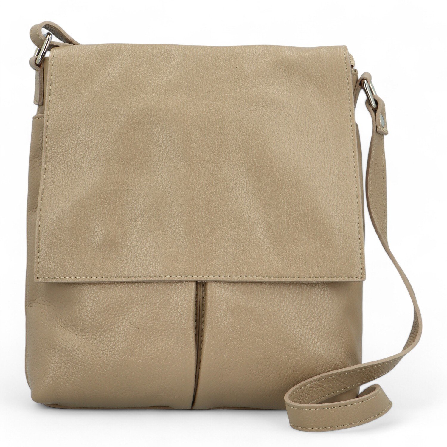 Dámska kožená crossbody kabelka taupe - Delami Ellie