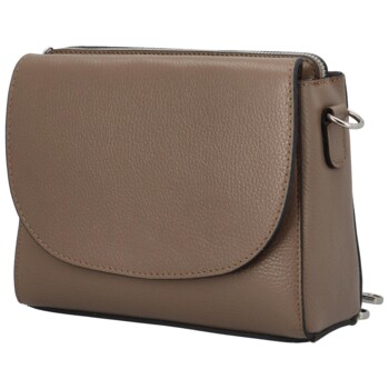 Dámska kožená crossbody kabelka taupe - Delami Sotera