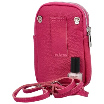 Dámske kožené crossbody púzdro fuchsiové - Delami Valli