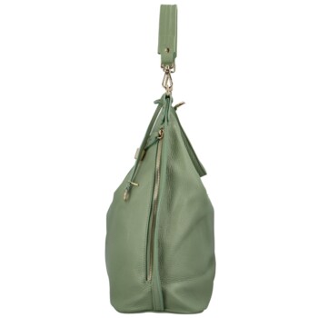 Veľká kožená dámska kabelka svetlozelená - ItalY Celinda