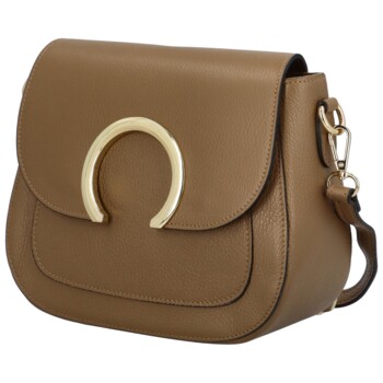 Dámska kožená crossbody kabelka khaki - Delami Pretty