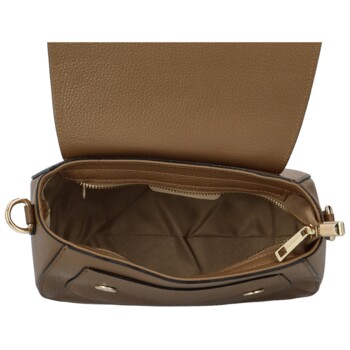 Dámska kožená crossbody kabelka khaki - Delami Pretty