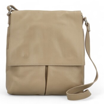 Dámska kožená crossbody kabelka taupe - Delami Ellie