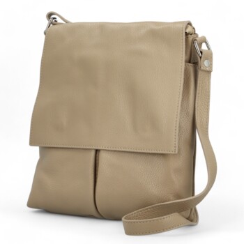 Dámska kožená crossbody kabelka taupe - Delami Ellie