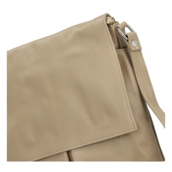 Dámska kožená crossbody kabelka taupe - Delami Ellie