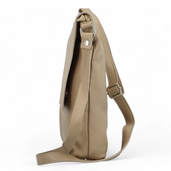 Dámska kožená crossbody kabelka taupe - Delami Ellie