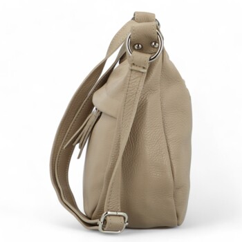 Dámska kožená crossbody kabelka taupe - Delami Meyrra