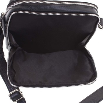 Ľahká praktická kožená čierna crossbody taška - Tomas Linive